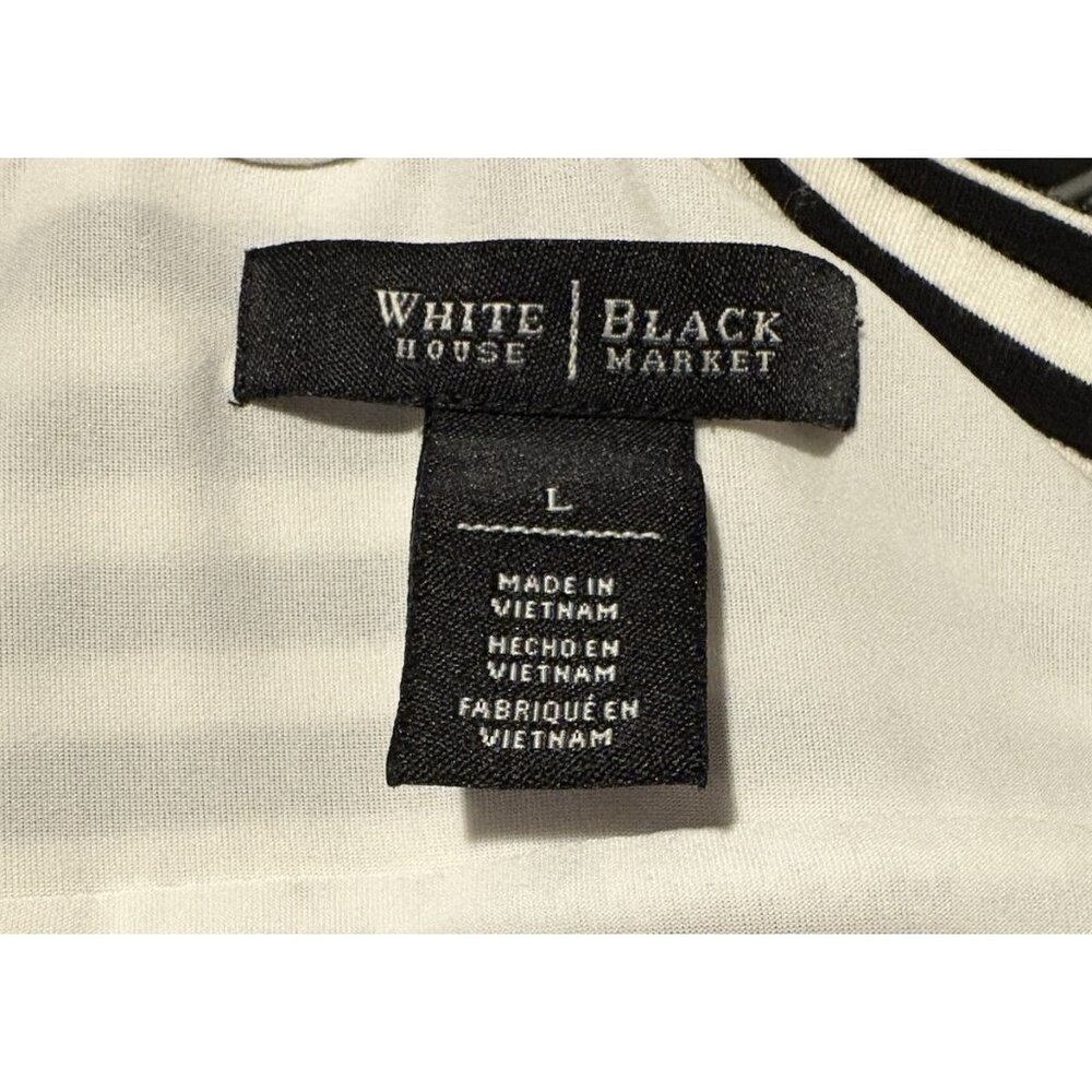 EUC White House Black Market Black and White Striped Top Women’s L - Picture 6 of 8